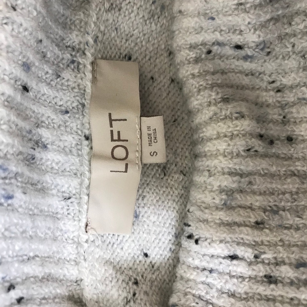 LOFT Womens Grey Speckled Penguin Graphic Cowl Neck Knit Sweater Small NEW - Picture 7 of 9